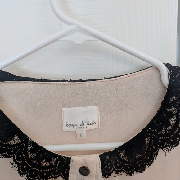 Peach Dress Shirt with Lace Collar Detail - Picture 3 of 5